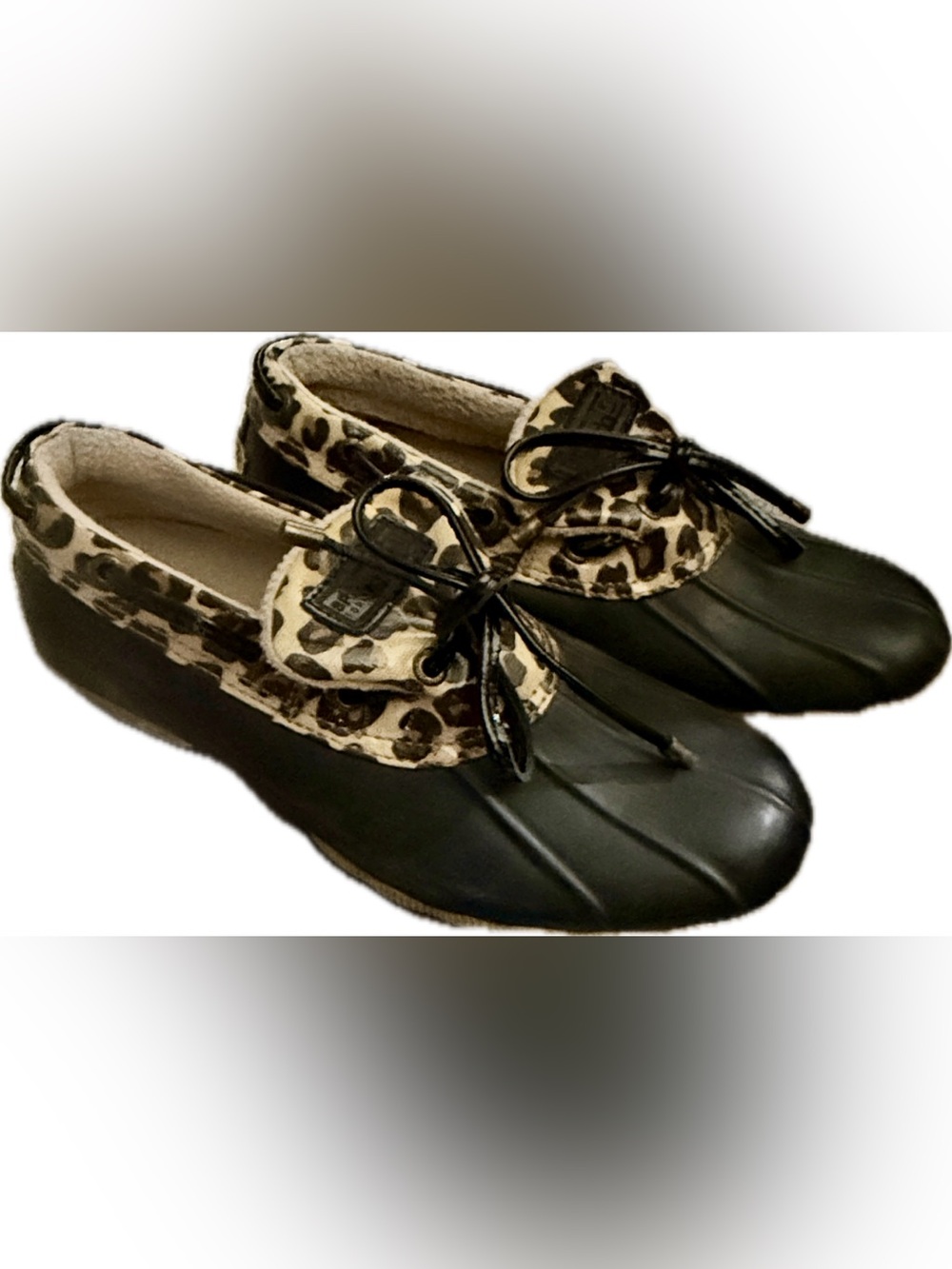 Leopard Trim Black Duck Shoes